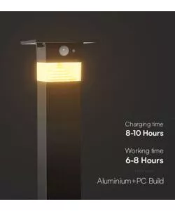 PIANTANA LED SOLARE DA ESTERNO VTAC NERO 3000K