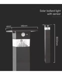 PIANTANA LED SOLARE DA ESTERNO VTAC NERO 3000K