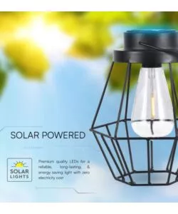 LAMPADA LED SOLARE DA ESTERNO RICARICABILE VTAC NERO VINTAGE 3000K