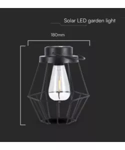 LAMPADA LED SOLARE DA ESTERNO RICARICABILE VTAC NERO VINTAGE 3000K