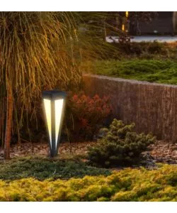 PIANTANA LED SOLARE DA ESTERNO VTAC NERO A CONO CON TELECOMANDO 3000K