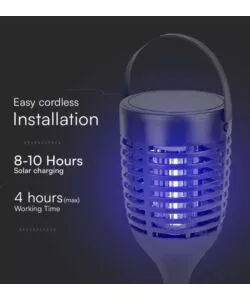 ZANZARIERA ELETTRICA SOLARE RICARICABILE VTAC NERO 1,3W