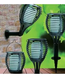 LAMPADA LED SOLARE DA ESTERNO A FORMA DI TORCIA  MULTI APPLICABILE VTAC NERO 2200 K