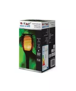 LAMPADA LED SOLARE DA ESTERNO A FORMA DI TORCIA  MULTI APPLICABILE VTAC NERO 2200 K
