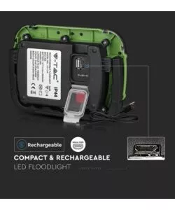 FARO LED RICARICABILE VTAC VERDE 4000K 10W