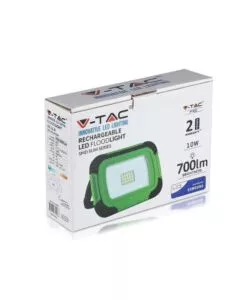 FARO LED RICARICABILE VTAC CON SOS FLASH VERDE 6400K 10W