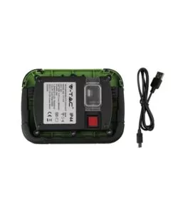FARO LED RICARICABILE VTAC CON SOS FLASH VERDE 6400K 10W