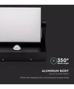 APPLIQUE LED SOLARE DA ESTERNO RETTANGOLARE VTAC NERO 4000K
