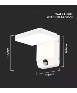 APPLIQUE QUADRATA LED SOLARE DA ESTERNO VTAC BIANCO 3000K