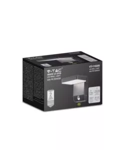 APPLIQUE LED SOLARE DA ESTERNO QUADRATA VTAC NERO 3000K