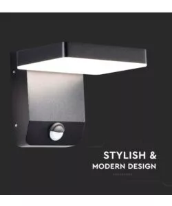 APPLIQUE LED SOLARE DA ESTERNO QUADRATA VTAC NERO 3000K