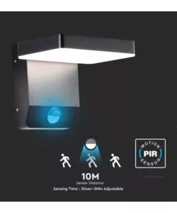 APPLIQUE LED SOLARE DA ESTERNO QUADRATA VTAC NERO 3000K