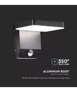 APPLIQUE LED SOLARE DA ESTERNO QUADRATA VTAC NERO 3000K