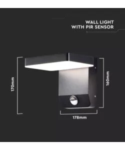 APPLIQUE LED SOLARE DA ESTERNO QUADRATA VTAC NERO 4000K