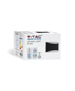 APPLIQUE LED DA ESTERNO A DOPPIO FASCIO LUMINOSO VTAC "BRIDGELUX" NERO 4000K