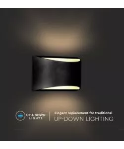 APPLIQUE LED DA ESTERNO A DOPPIO FASCIO LUMINOSO VTAC "BRIDGELUX" NERO 4000K