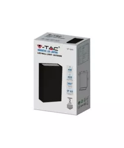 APPLIQUE LED DA ESTERNO RETTANGOLARE VERTICALE A DOPPIO FASCIO LUMINOSO VTAC NERO 3000K