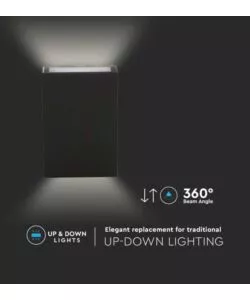 APPLIQUE LED DA ESTERNO RETTANGOLARE VERTICALE A DOPPIO FASCIO LUMINOSO VTAC NERO 3000K