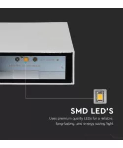 APPLIQUE LED DA ESTERNO RETTANGOLARE VERTICALE A DOPPIO FASCIO LUMINOSO VTAC BIANCO 3000K