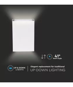 APPLIQUE LED DA ESTERNO RETTANGOLARE VERTICALE A DOPPIO FASCIO LUMINOSO VTAC BIANCO 3000K