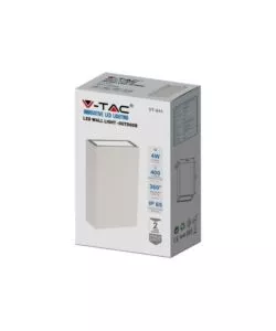 APPLIQUE LED DA ESTERNO RETTANGOLARE VERTICALE A DOPPIO FASCIO LUMINOSO VTAC BIANCO 6500K