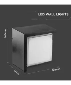 APPLIQUE LED DA ESTERNO QUADRATA SEMICOPERTA VTAC NERO 4000K 12W