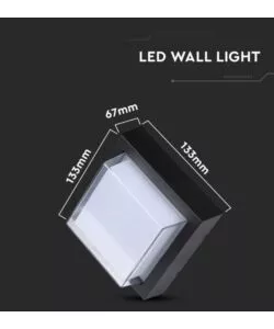 APPLIQUE LED DA ESTERNO QUADRATA SCOPERTA VTAC NERO 3000K 7W
