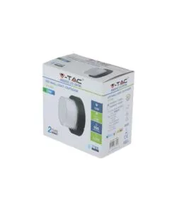 APPLIQUE LED DA ESTERNO ROTONDA SCOPERTA VTAC NERO 3000K 12W