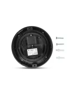 APPLIQUE LED DA ESTERNO ROTONDA SCOPERTA VTAC NERO 3000K 12W