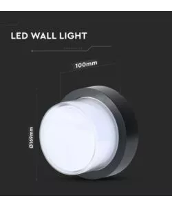 APPLIQUE LED DA ESTERNO ROTONDA SCOPERTA VTAC NERO 3000K 12W
