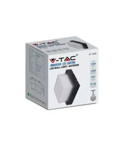 APPLIQUE LED DA ESTERNO QUADRATA SCOPERTA VTAC NERO 4000K 12W