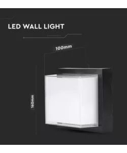 APPLIQUE LED DA ESTERNO QUADRATA SCOPERTA VTAC NERO 4000K 12W