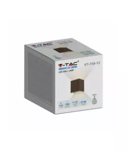 APPLIQUE LED DA ESTERNO QUADRATA A DOPPIO FASCIO LUMINOSO VTAC MARRONE 3000K