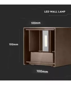 APPLIQUE LED DA ESTERNO QUADRATA A DOPPIO FASCIO LUMINOSO VTAC MARRONE 3000K