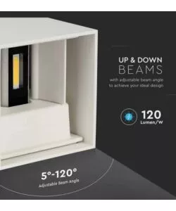 APPLIQUE LED DA ESTERNO QUADRATA A DOPPIO FASCIO LUMINOSO VTAC BIANCO 4000K