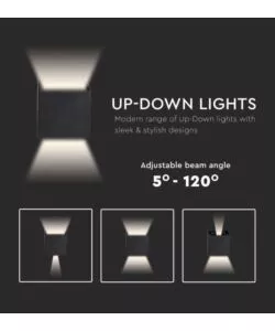APPLIQUE LED DA ESTERNO QUADRATA A DOPPIO FASCIO LUMINOSO VTAC NERO 4000K