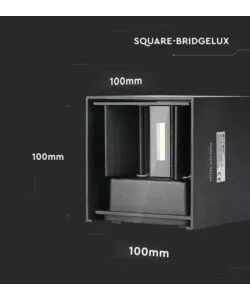APPLIQUE LED DA ESTERNO QUADRATA A DOPPIO FASCIO LUMINOSO VTAC NERO 4000K