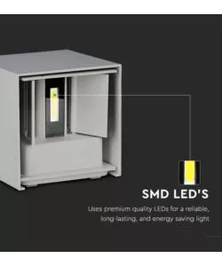 APPLIQUE LED DA ESTERNO QUADRATA A DOPPIO FASCIO LUMINOSO VTAC GRIGIO 3000K