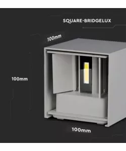 APPLIQUE LED DA ESTERNO QUADRATA A DOPPIO FASCIO LUMINOSO VTAC GRIGIO 4000K