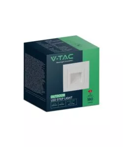 FARETTO LED SEGNAPASSO AD INCASSO DA ESTERNO QUADRATO VTAC BIANCO 3000K
