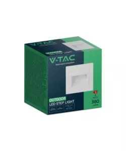 FARETTO LED SEGNAPASSO AD INCASSO DA ESTERNO QUADRATO VTAC BIANCO 3000K