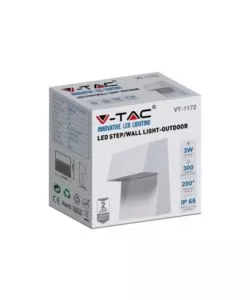 FARETTO LED SEGNAPASSO A PLAFONE DA ESTERNO QUADRATO VTAC BIANCO 3000K
