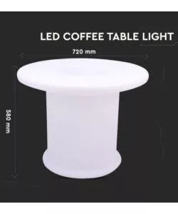 TAVOLO DA ESTERNO LED RGB VTAC CON TELECOMANDO BIANCO 72X72X58 CM