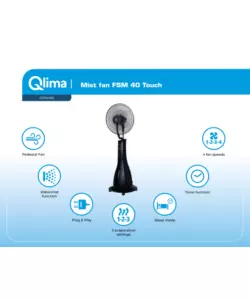 VENTILATORE NEBULIZZATORE A PIANTANA QLIMA "FMS40" NERO 90W