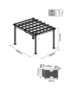 PERGOLA RETTANGOLARE ELICA GARDEN "ASTORIA" IN ALLUMINIO E POLIESTERE BIANCO 400X300X240 CM