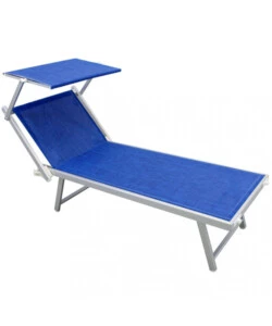 LETTINO PRENDISOLE ELICA GARDEN "BARI" IN ALLUMINIO E TEXTILENE BLU MELANGE 186X61X38 CM