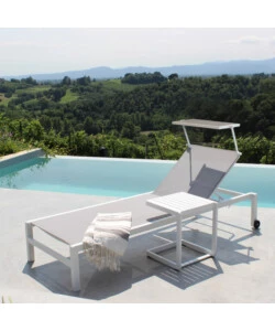 SDRAIO RECLINABILE ELICA GARDEN "MADISON" CON TETTUCCIO IN ALLUMINIO BIANCO 195X78X32 CM