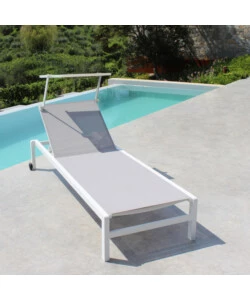 SDRAIO RECLINABILE ELICA GARDEN "MADISON" CON TETTUCCIO IN ALLUMINIO BIANCO 195X78X32 CM