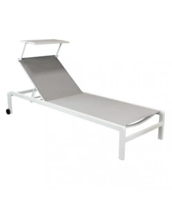 SDRAIO RECLINABILE ELICA GARDEN "MADISON" CON TETTUCCIO IN ALLUMINIO BIANCO 195X78X32 CM