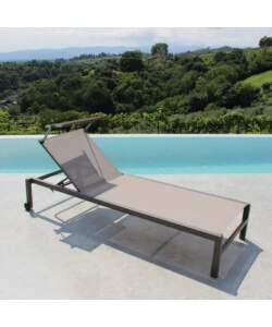 SDRAIO RECLINABILE ELICA GARDEN "MADISON" CON TETTUCCIO IN ALLUMINIO TAUPE 195X78X32 CM